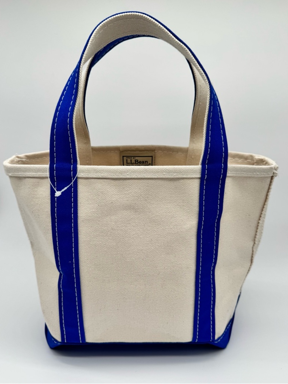 L.L. Bean Boat and Tote Canvas Bag Blue Trim Made in USA Open Top Classic Small - Picture 8 of 8